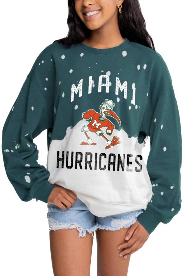Gameday Couture Women's Miami Hurricanes Dark Green Faded Crew Sweater product image