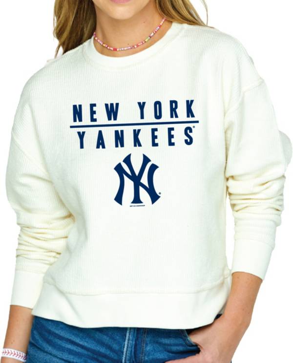 Soft As A Grape Women's New York Yankees White Cord Crewneck Sweatshirt product image