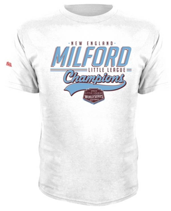 Stitches Youth 2022 Little League Softball World Series White Milford New England Champs T-Shirt product image
