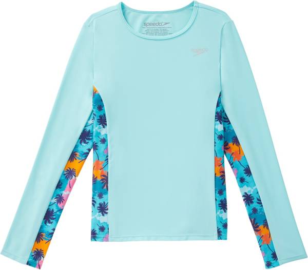 Speedo Girls' Long Sleeve Printed Splice Rashguard Dick's Sporting Goods