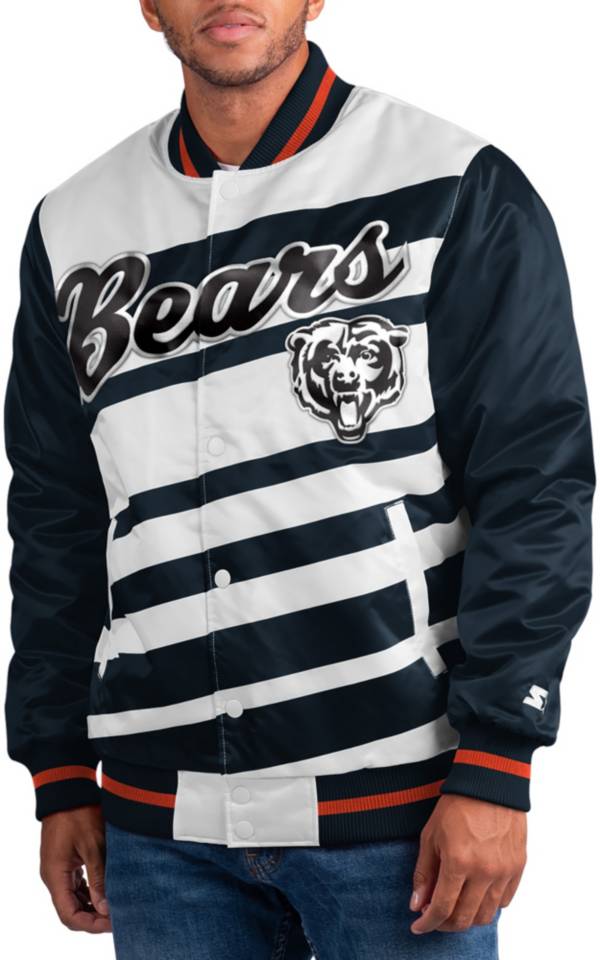 Starter Men's Chicago Bears Dive Play Navy/White Snap Jacket product image