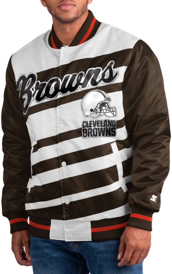 Starter Men's Cleveland Browns Dive Play Brown/White Snap Jacket product image