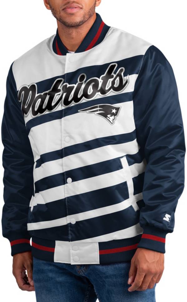 Starter Men's New England Patriots Dive Play Navy/White Snap Jacket product image