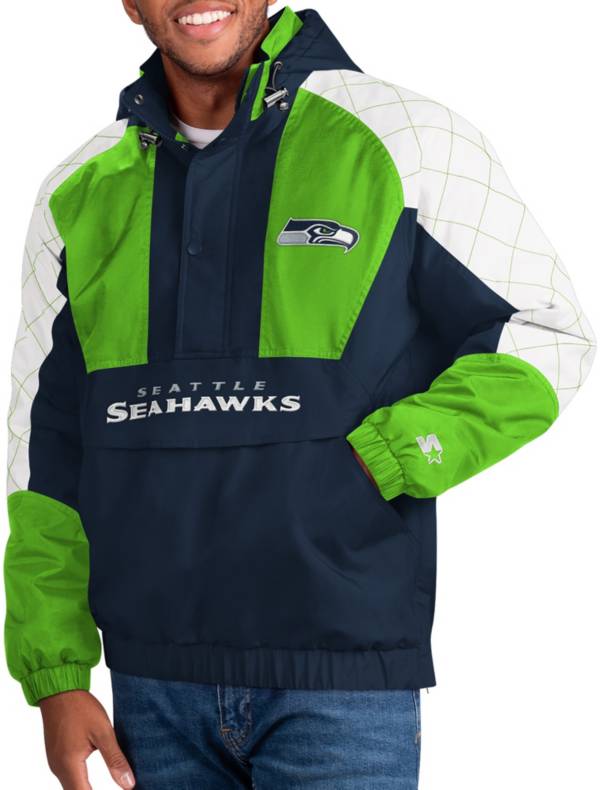 Starter Men's Seattle Seahawks Body Check Navy/Green Pullover Jacket product image
