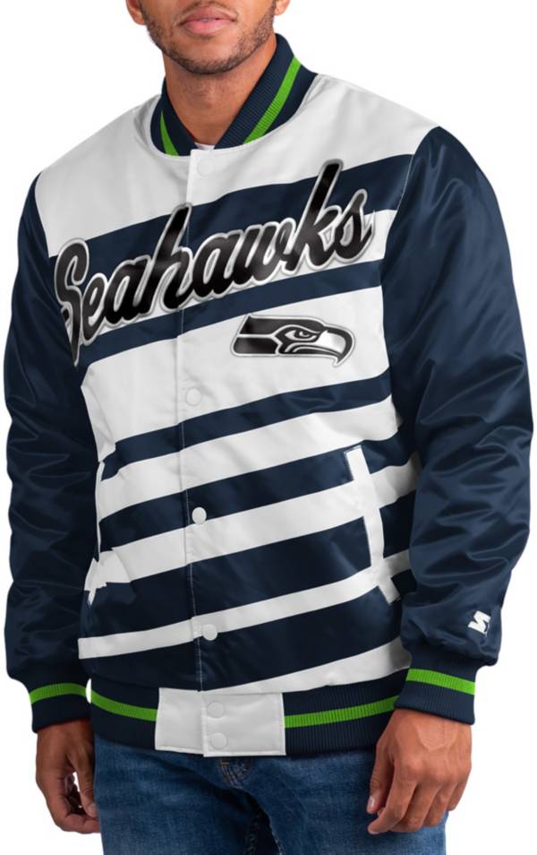 Starter Men's Seattle Seahawks Dive Play Navy/White Snap Jacket product image