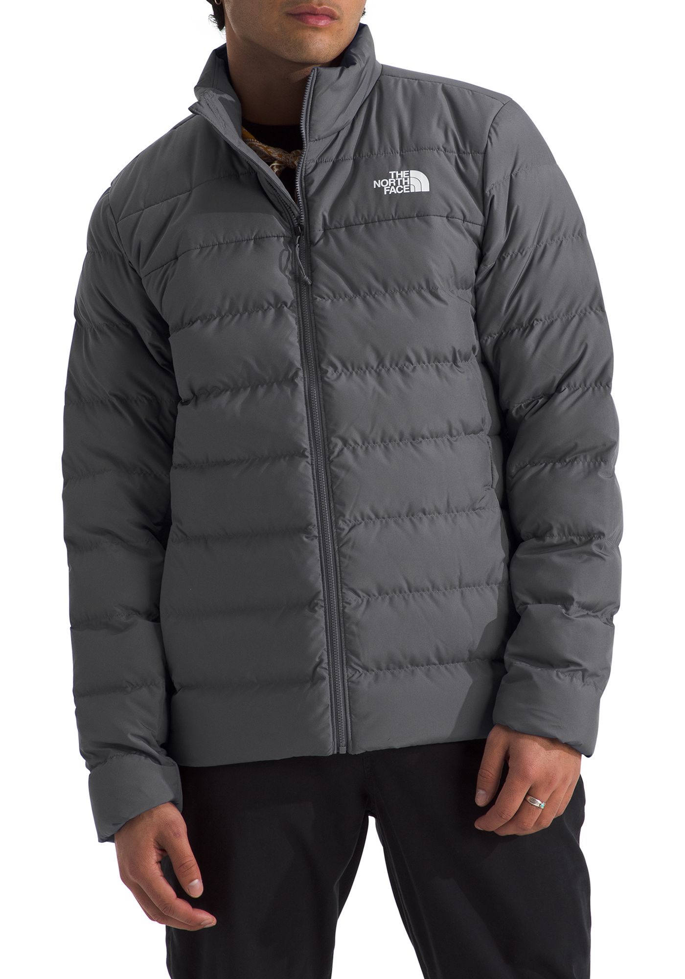 The North Face Mens Puffer Jacket Gray store Waist Length Insulated Mock Neck XL