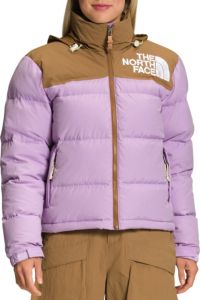 The North Face Women's 92 Low-Fi Hi-Tek Nuptse Jacket, Medium, Lupine/Utility Brown