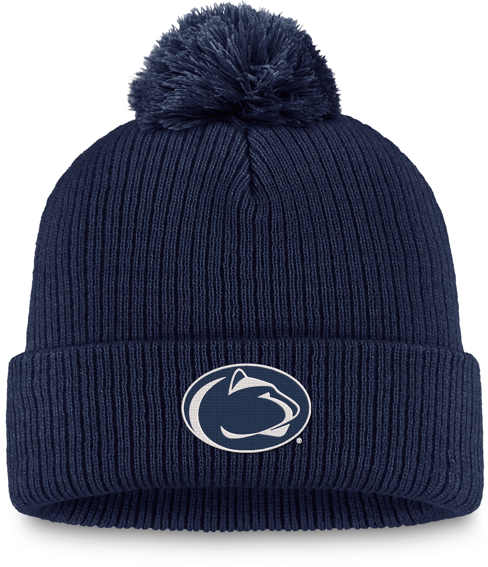 TOP OF THE WORLD PENN STATE NITTANY LIONS BLUE CUFFED POM KNIT BEANIE INTERNATIONAL SHIPPING