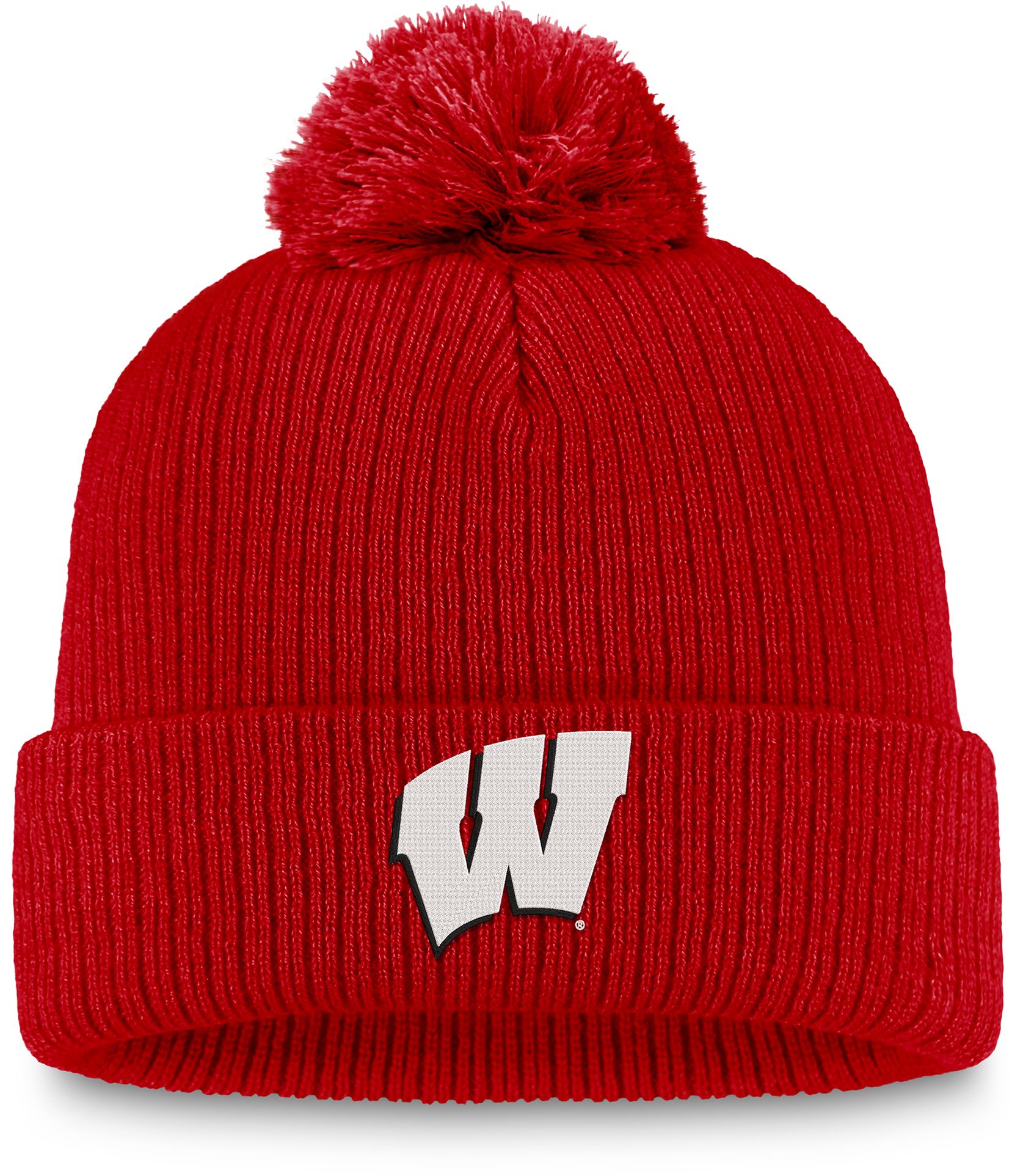 Top of the World Wisconsin Badgers Red Cuffed Pom Knit Beanie