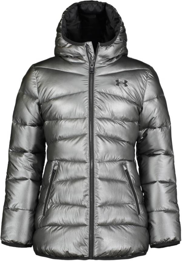 Under armour long puffer jacket hot sale