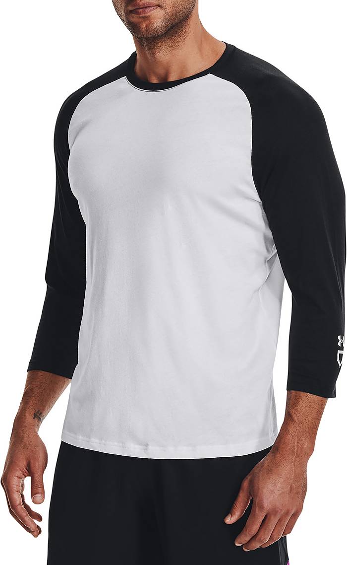 Under Armour Men's Classic 3/4 Sleeve T-Shirt - White Black - L (Large)