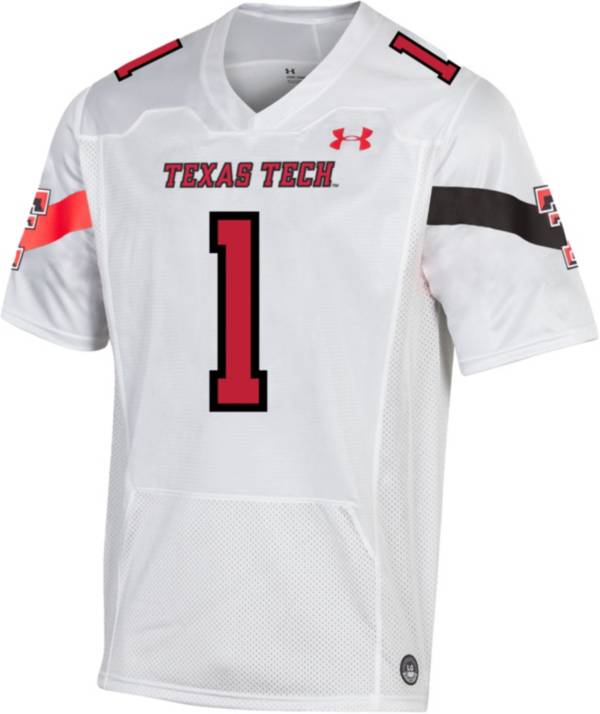 Men's Under Armour #1 Red Texas Tech Red Raiders Logo Replica Football  Jersey