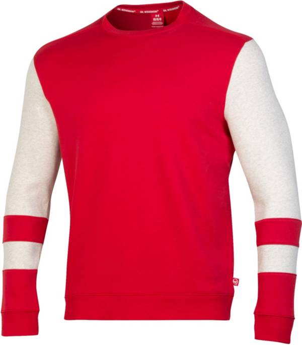 Under Armour Men's Wisconsin Badgers Red Iconic Crewneck Sweatshirt product image