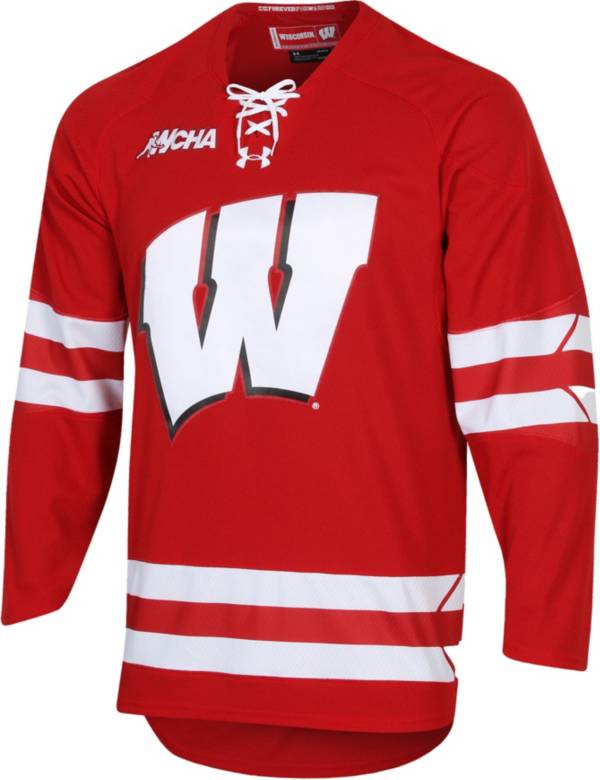 Under Armour Men's Wisconsin Badgers Red Hockey Premier Replica Jersey product image