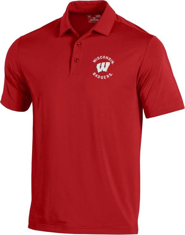 Under Armour Men's Wisconsin Badgers Red Tech Polo | Golf Galaxy