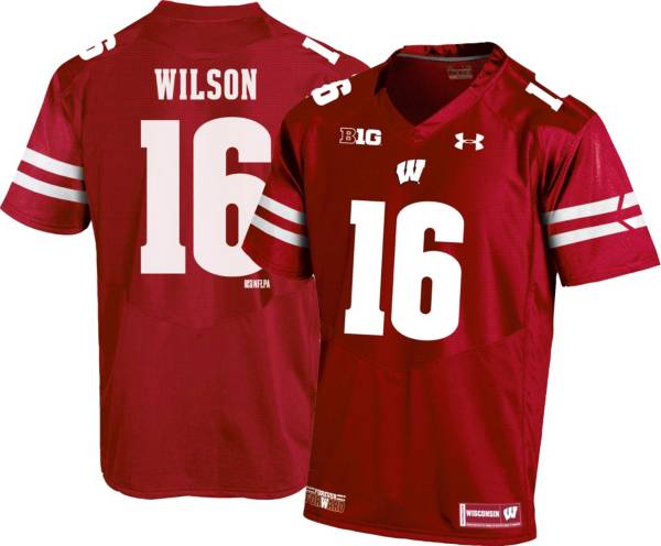 Under Armour Men's Wisconsin Badgers Red #16 Russell Wilson Replica Jersey product image