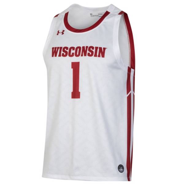 Under Armour Men's Wisconsin Badgers White #1 Replica Basketball Jersey product image