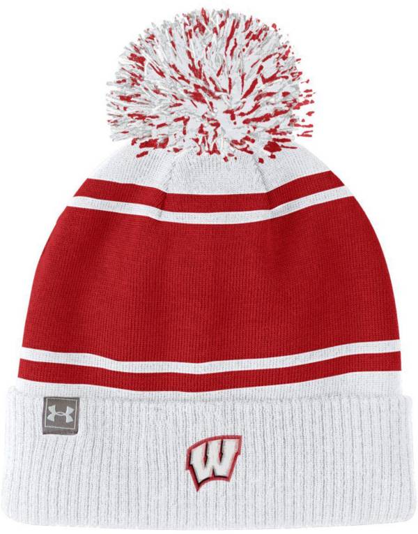 Under Armour Wisconsin Badgers White Pom Beanie product image