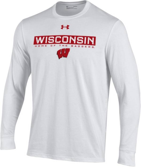 Under Armour Men's Wisconsin Badgers White Performance Cotton Longsleeve T-Shirt product image