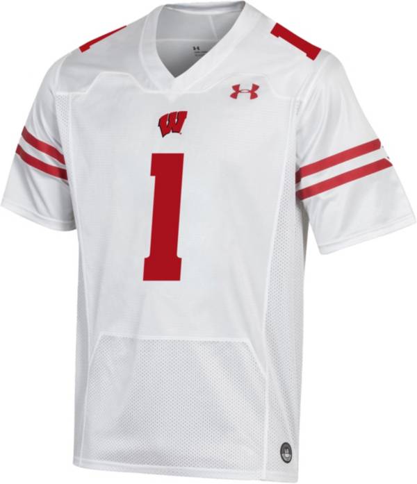 Under Armour Men's Wisconsin Badgers #1 White Replica Football Jersey product image