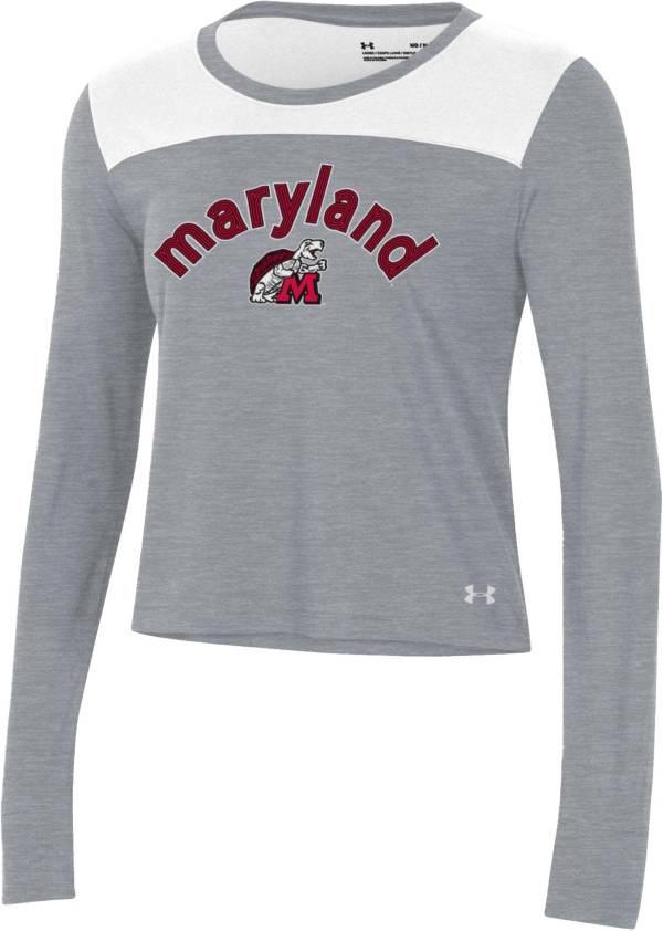 Under Armour Women's Maryland Terrapins Grey Performance Cotton Long Sleeve T-Shirt product image