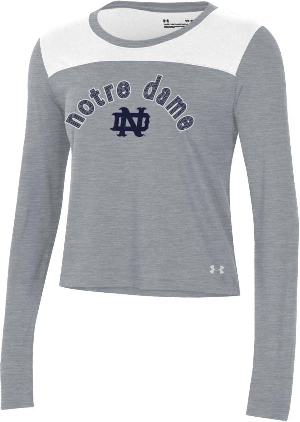 Under Armour Women's Notre Dame Fighting Irish Grey Performance Cotton Long Sleeve T-Shirt product image