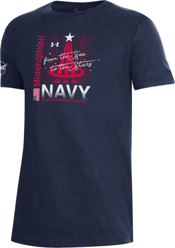 Under Armour Youth Navy Midshipmen Navy NASA Space Collection SPG Wordmark Performance Cotton T-Shirt product image