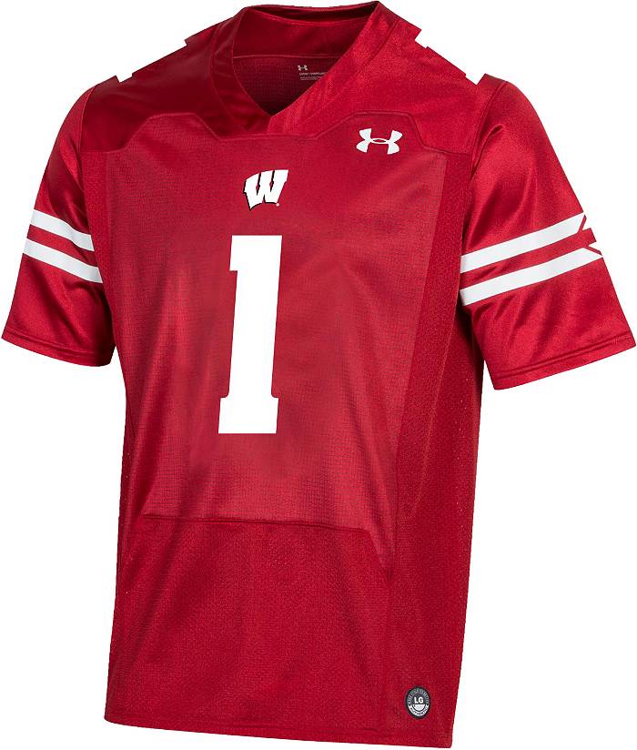 Wisconsin Badgers Under Armour Red Youth Twill Custom Replica Basketball  Jersey