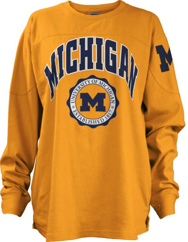 Pressbox Women's Michigan Wolverines Maize Edith Big Longsleeve T-Shirt product image