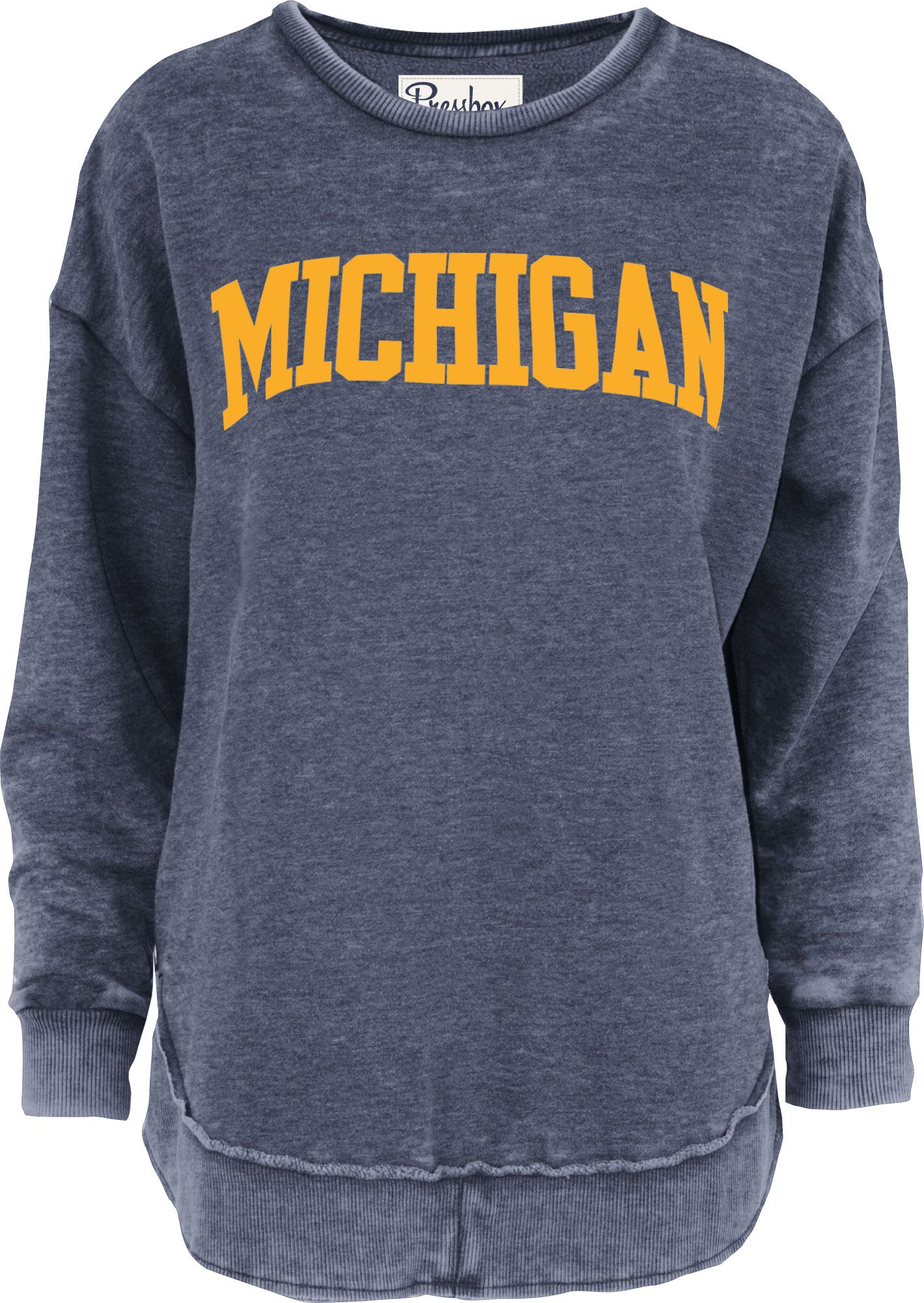 Pressbox Women's Michigan Wolverines Navy Fleece Crewneck Sweatshirt