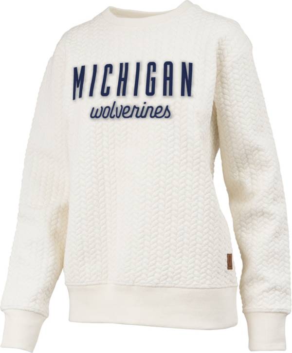 Pressbox Women's Michigan Wolverines Ivory Cable Crew Sweater product image
