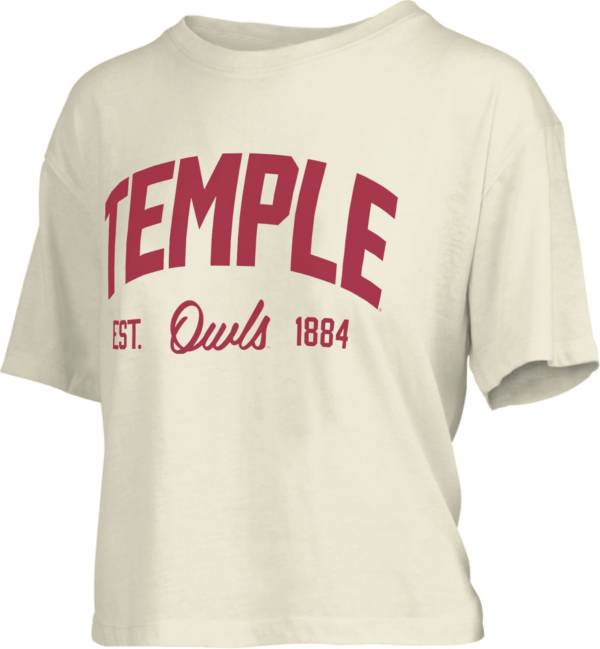 Pressbox Women's Temple Owls White Knobie Crop T-Shirt product image