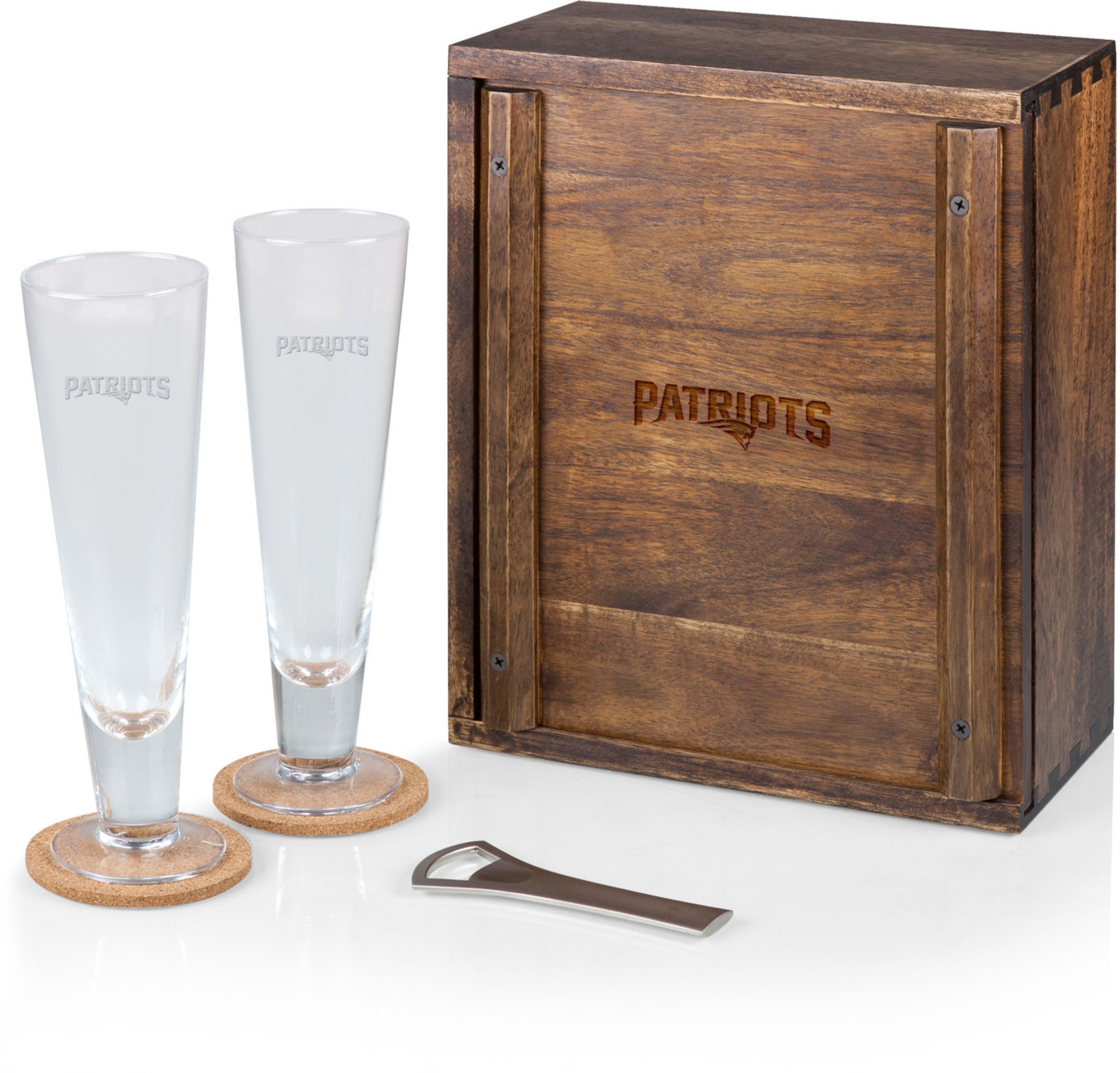 Picnic Time New England Patriots Pilsner Beer Glass Box Set