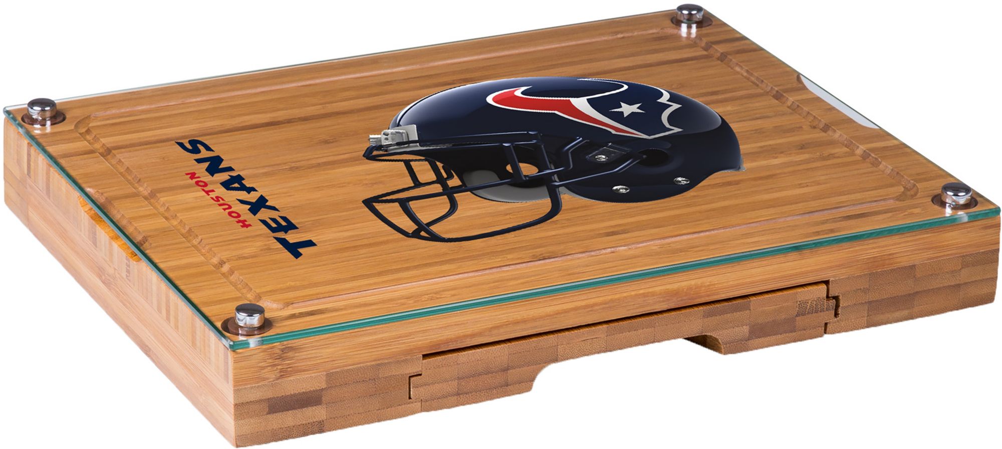 Picnic Time Houston Texans Glass Top Cheese Board and Knife Set