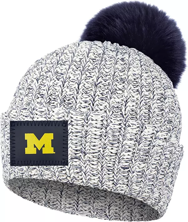 Love Your Melon Michigan Wolverines Grey Speckled Pom Knit Beanie, Men's, Gray