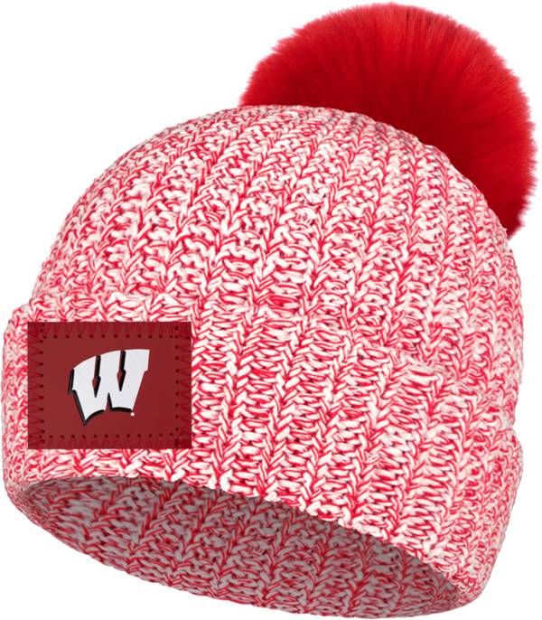 Love Your Melon Wisconsin Badgers Red Speckled Pom Knit Beanie