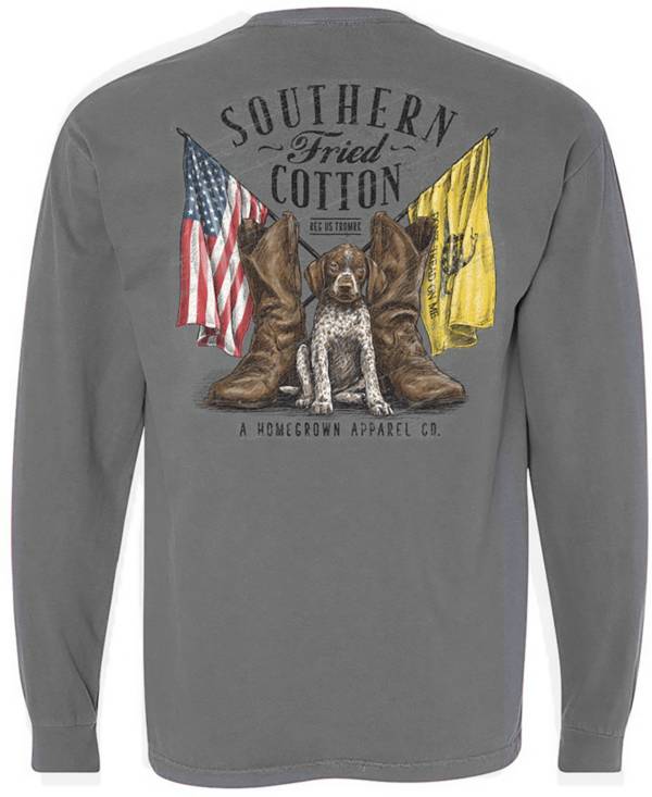 Southern Fried Cotton Pups and Flags Long Sleeve Graphic T Shirt product image