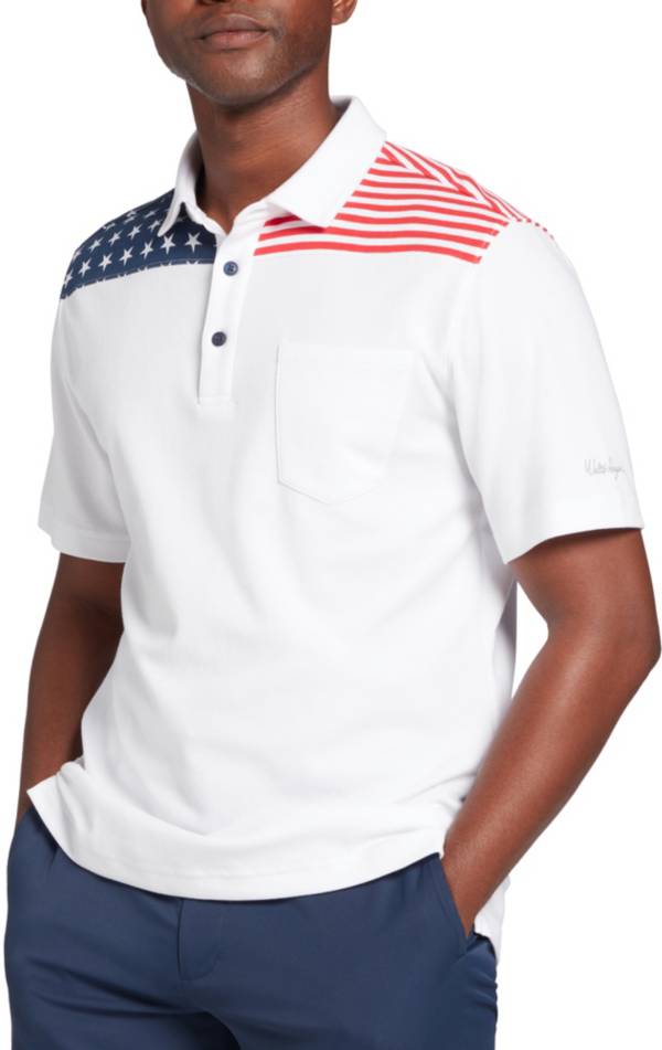Adidas Golf Shirt Mens Large Navy White Striped Polo Barrington Golf Club  Logo