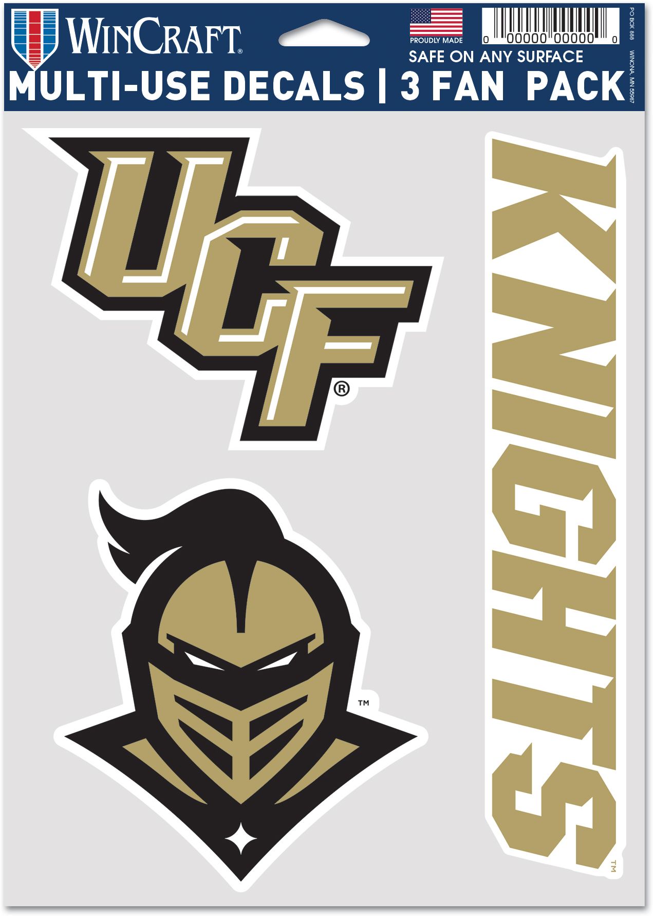 WinCraft UCF Knights 3 Pack Fan Decal