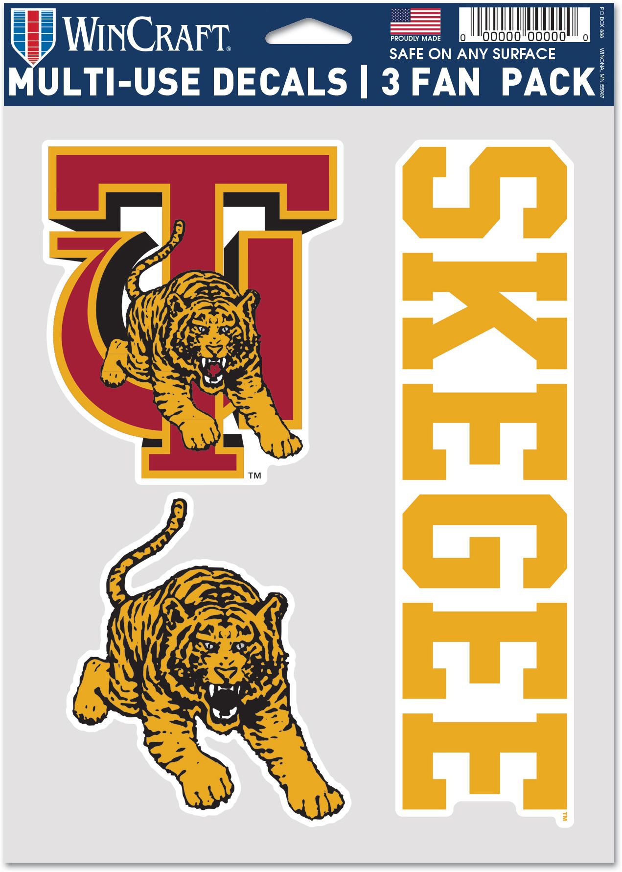 Wincraft Tuskegee Golden Tigers Triple Decal Pack