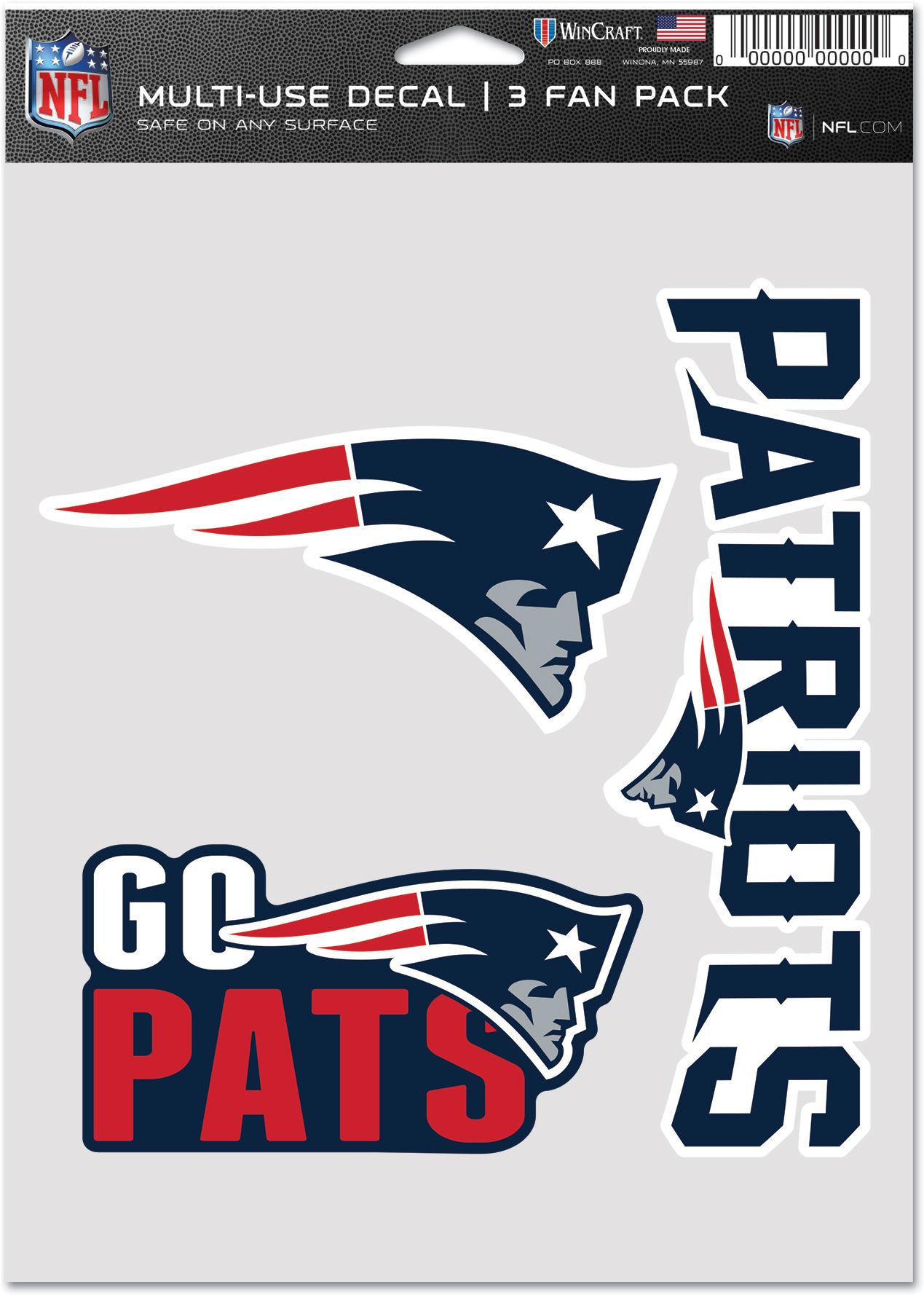 WinCraft New England Patriots 3-Pack Fan Decal