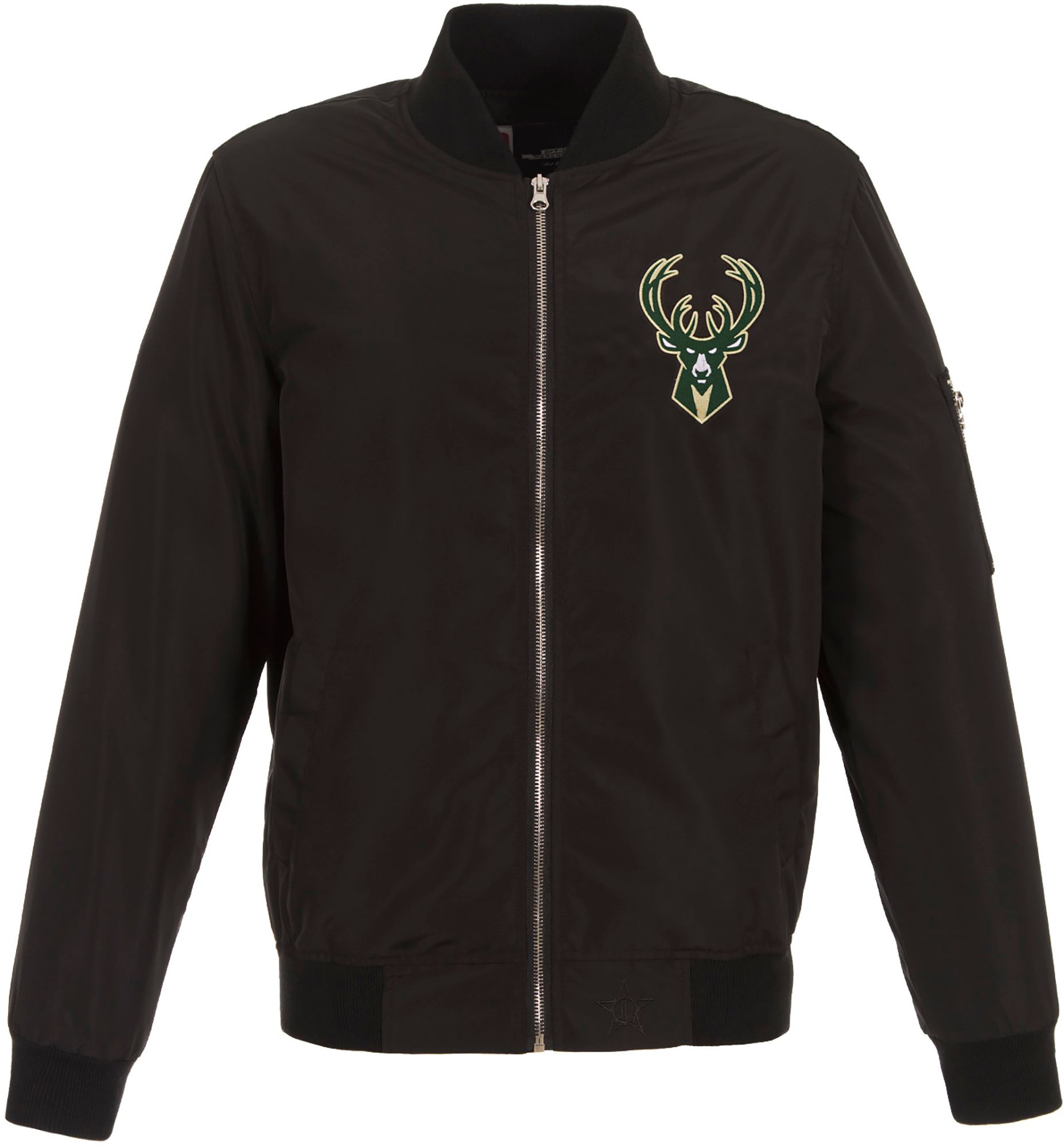 JH Design Men's Milwaukee Bucks Black Bomber Jacket product image