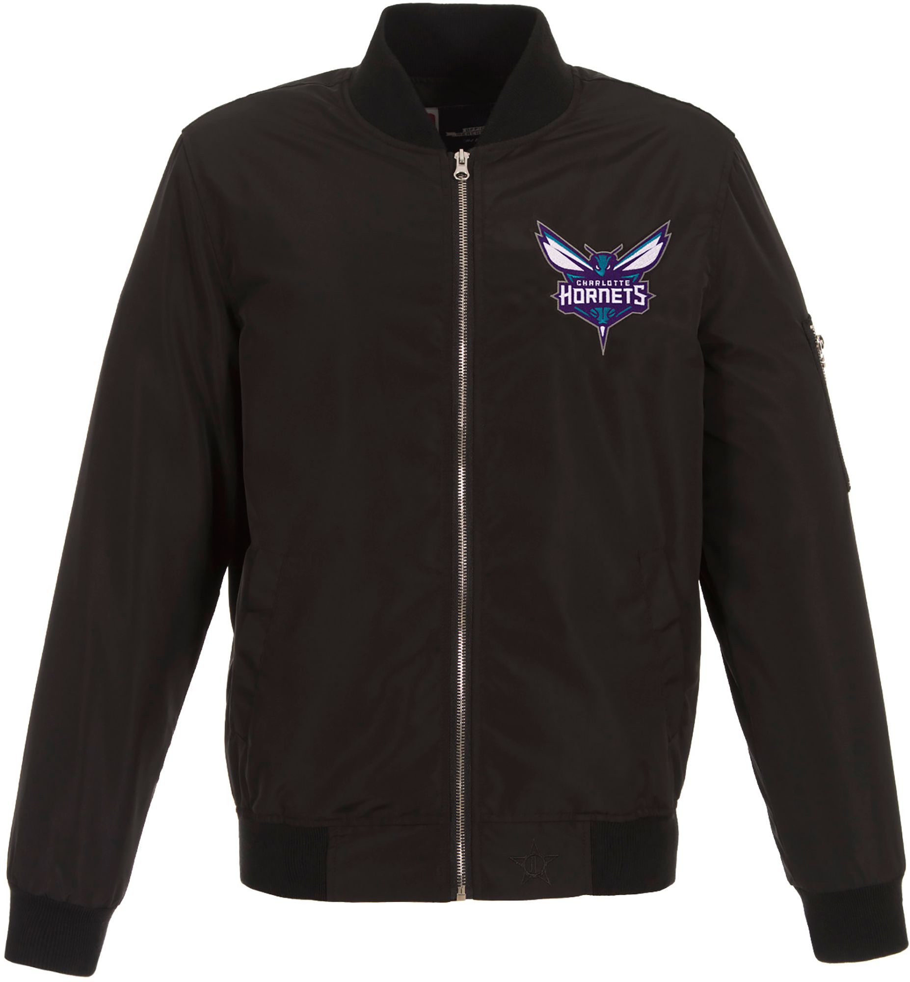 JH Design Men's Charlotte Hornets Black Bomber Jacket product image