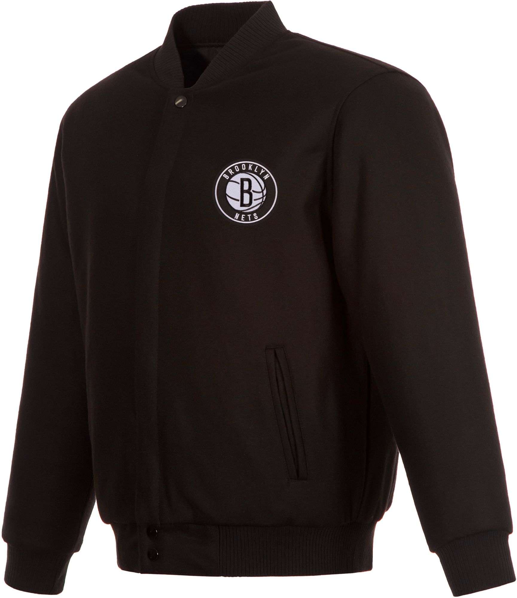 JH Design Men's Brooklyn Nets Black Reversible Wool Jacket product image