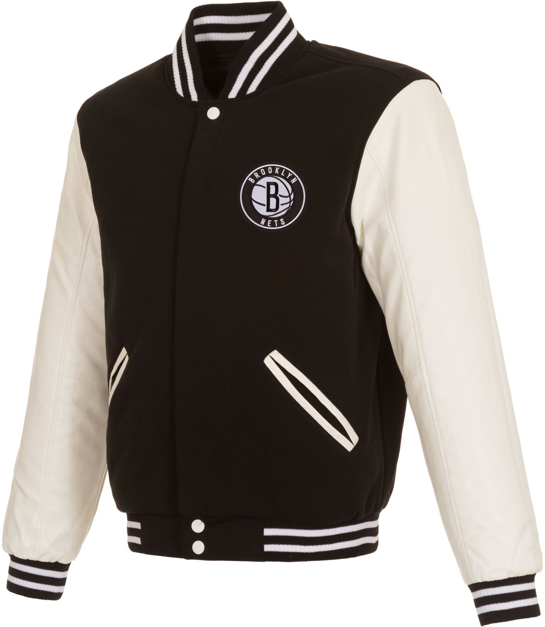 JH Design Men's Brooklyn Nets Black Varsity Jacket product image