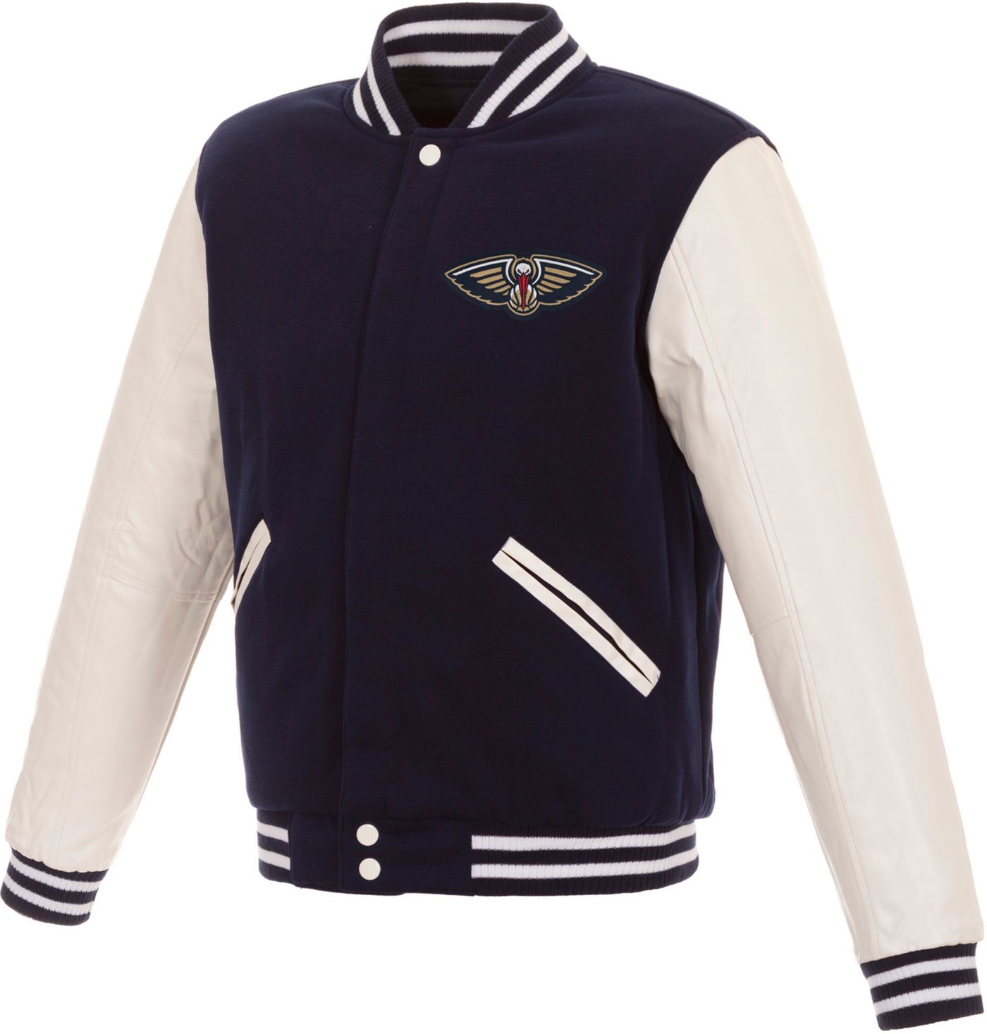JH Design Men s New Orleans Pelicans Navy Varsity Jacket XL Blue
