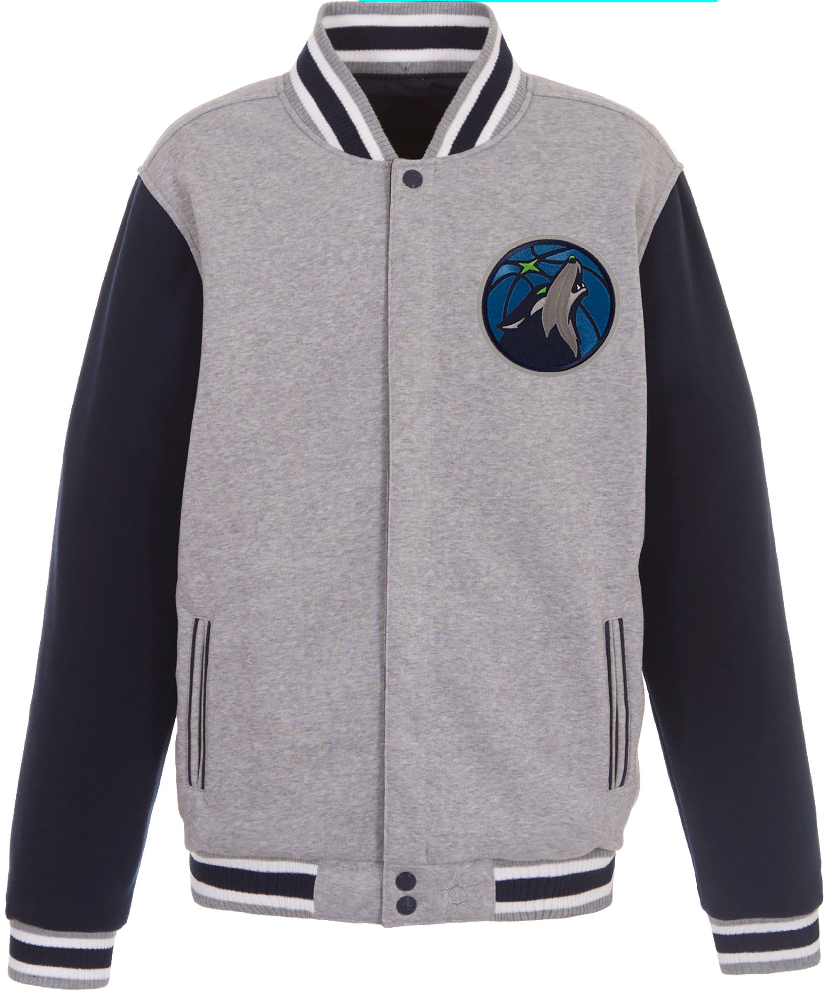 JH Design Men's Minnesota Timberwolves Grey Reversible Fleece Jacket product image