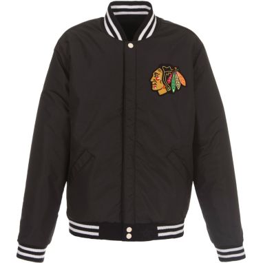 sorry, JH Design Adult Chicago Blackhawks Varsity Black Reversible Wool Jacket is currently out of stock