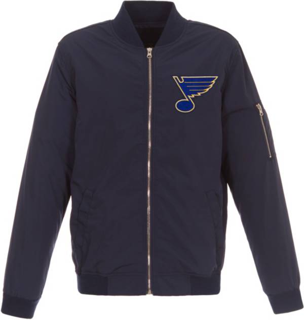 JH Design St. Louis Blues Logo Full-Zip Bomber Black Nylon Jacket product image