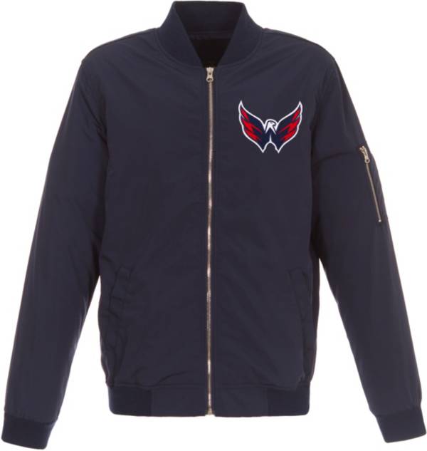 JH Design Washington Capitals Logo Full-Zip Bomber Black Nylon Jacket product image